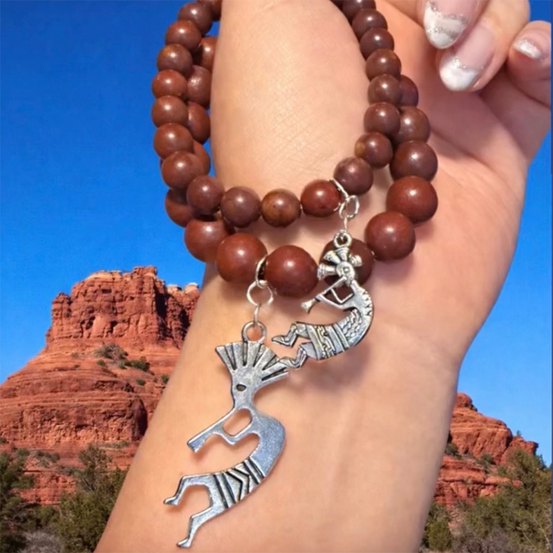 〔K2119-10m〕10mmアリゾナ産 セドナストーン ココペリ ブレスレット Sedonastone Kokopelli【ランダム発送】