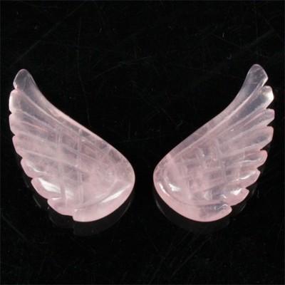 24mm ローズクォーツ  1個天使の羽 天然石 水晶天使の羽彫刻/加工パーツ  H3-6-24m-1p