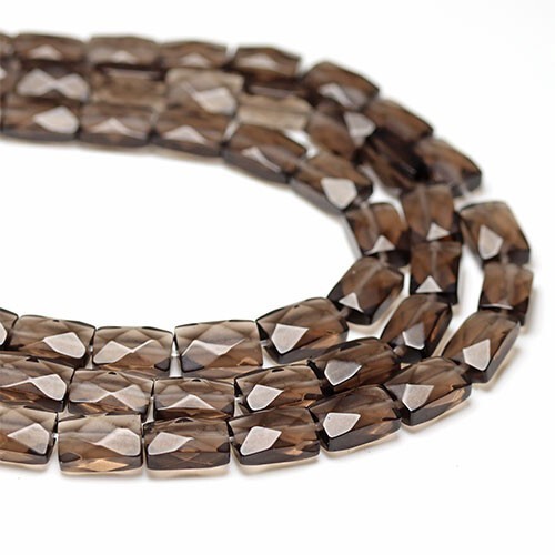 スモーキークォーツ スクエアカット  ハンドメイド素材 約12×8mm 一連 〔C3-101-12m〕