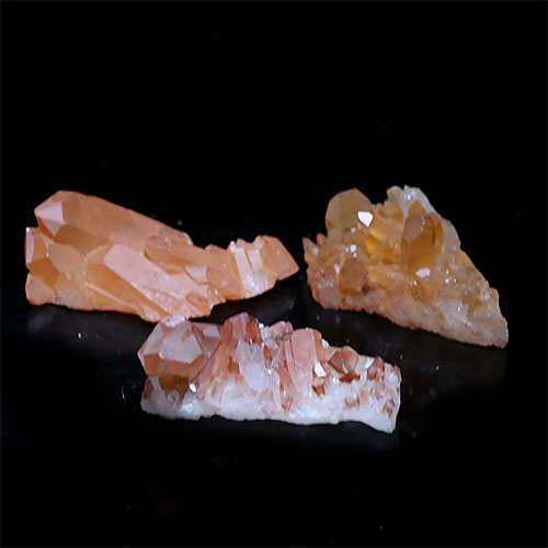〔D133-31〕3個 コリント産 タンジェリンクォーツ クラスター マンダリンクォーツ Tanjerine Quartz 蜜柑水晶【メール便不可】