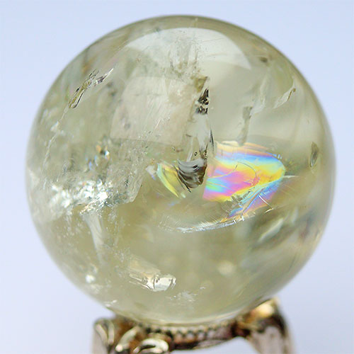 〔D336-59〕約36mm シトリン アイリス スフィア Citrine 丸玉 黄水晶 置物 風水