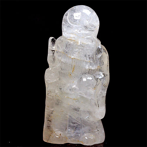 〔D383-26〕彫刻品 水晶 寿老人 置物 長寿延命、諸病平癒、富貴繁栄、子孫繁栄 天然石【メール便不可】