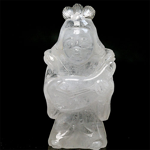 〔D383-29〕彫刻品 水晶 弁財天 置物 芸能 学問 金運 財運天然石【メール便不可】