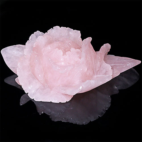 〔D441-1〕約16x10cm ローズクォーツ 花 フラワー 紅石英 置物 rose quartz【メール便不可】