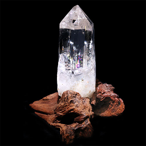 〔D445-4〕[トップクォリティ]インド/マニハール産ヒマラヤ水晶原石 台付き（ナチュラルポイント）【メール便不可】