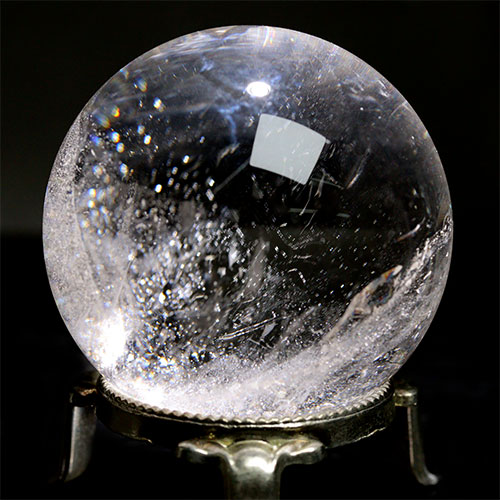 〔D447-6〕約55mm ブラジル ミナスジェライス州 天然水晶 天然クォーツ スフィア 水晶  丸玉 1個【メール便不可】