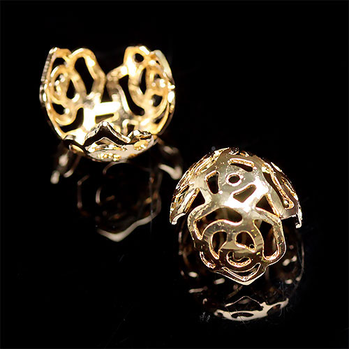 〔G4-69G〕約12mmメタル キャップ パーツ10個入 ゴールドカラー 手芸材料【FOREST 天然石 パワーストーン】