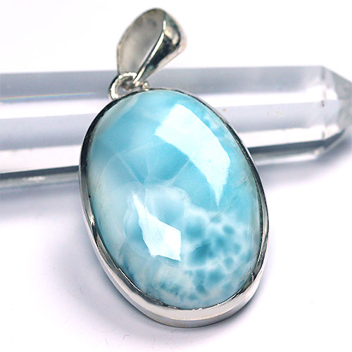 〔J302-16〕ドミニカ産 ラリマー silver925 ペンダントトップ larimar ブルーペクトライト SV925