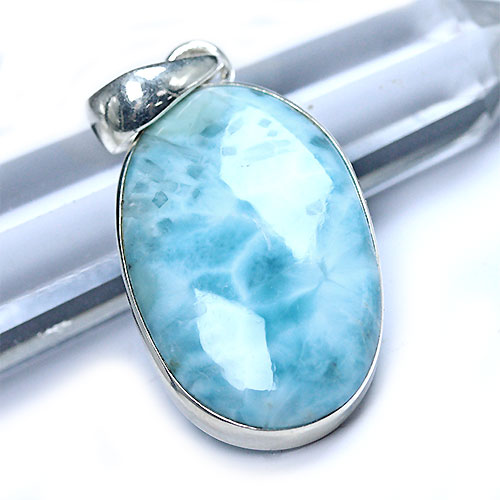 〔J302-19〕ドミニカ産 ラリマー silver925 ペンダントトップ larimar ブルーペクトライト SV925