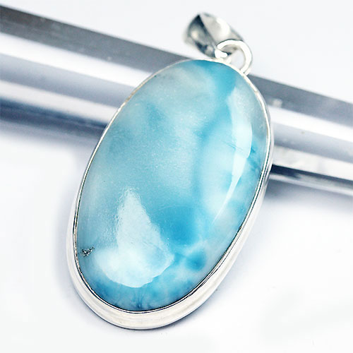 〔J302-21〕ドミニカ産 ラリマー silver925 ペンダントトップ larimar ブルーペクトライト SV925