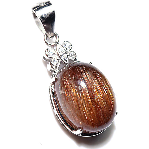 〔J348-6〕高品質 sv925 ブロンズルチルクォーツキャッツアイ ペンダントトップ Bronze Rutilated Quartz