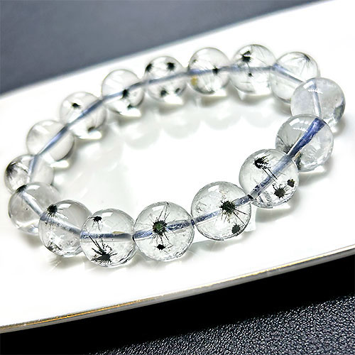 〔K1463-1〕高品質 ホーランダイトインクォーツ「Hollandite」（星入り水晶 ）ブレスレット約12.8mm