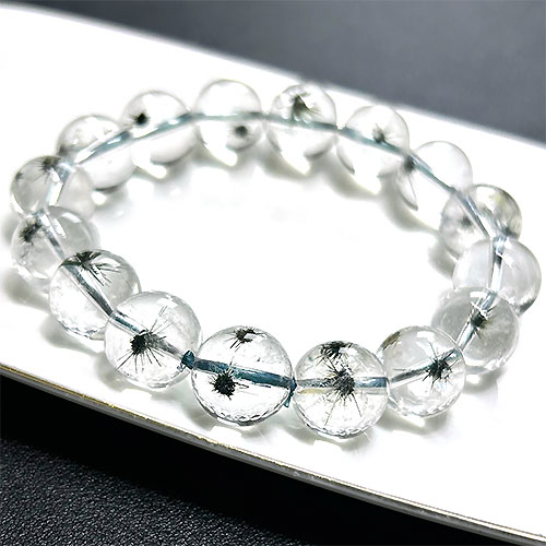 〔K1463-2〕高品質 ホーランダイトインクォーツ「Hollandite」（星入り水晶 ）ブレスレット約12mm