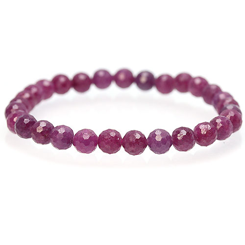 〔K1620〕約6mm ルビー カット Ruby ブレスレット コランダム 紅玉【FOREST 天然石 パワーストーン】