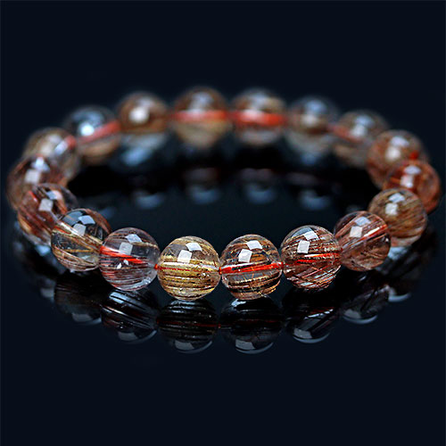 〔K1712-2〕約11mm 透明度が高い 高品質 ブロンズルチルクォーツ （Bronze Rutilated Quartz） ブレスレット