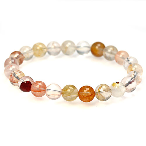 〔K1724〕約7.5-8mm ライモナイトインクォーツ(褐鉄鉱)Limonite in Quartz ブレスレット【ランダム発送】