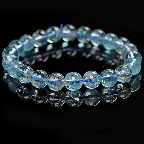 〔K1730-85m〕約8.5-8.8mm ブルートパーズ ブレスレット Topaz 黄玉【ランダム発送】【FOREST 天然石 パワーストーン】