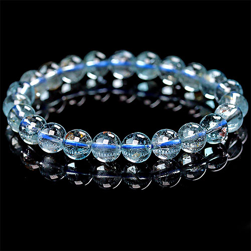 〔K1730-8m〕約8-8.3mm ブルートパーズ ブレスレット Topaz 黄玉【ランダム発送】【FOREST 天然石 パワーストーン】