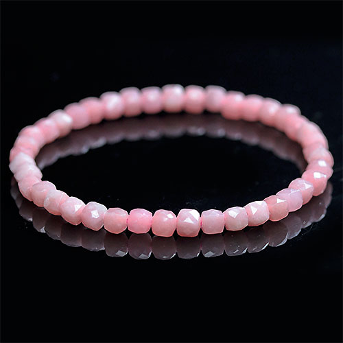 〔K1738〕お買い得 約5mm ピンクオパールカット Pink Opal コモンオパール ブレスレット