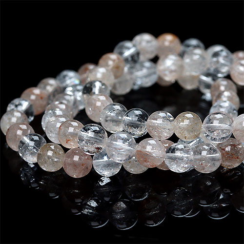 〔K1748〕約7-8mm ライモナイトインクォーツ アイリス入り(褐鉄鉱)Limonite in Quartz ブレスレット【ランダム発送】