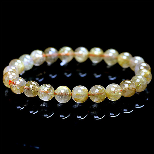 〔K1749-10〕約8mm ブラジル産 ルチルクォーツ ブレスレット Rutilated Quartz 金針水晶