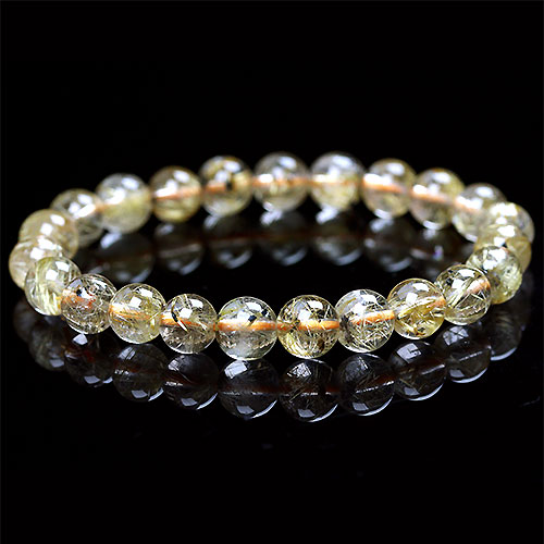 〔K1749-11〕約8mm ブラジル産 ルチルクォーツ ブレスレット Rutilated Quartz 金針水晶