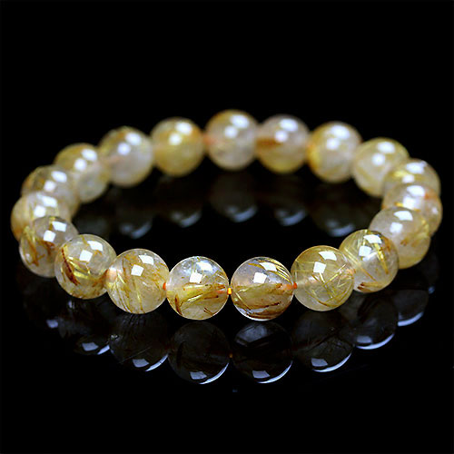 〔K1749-4〕約10.8mm ブラジル産 ルチルクォーツ ブレスレット Rutilated Quartz 金針水晶