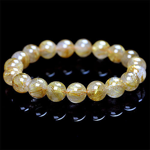 〔K1749-7〕約10.8mm ブラジル産 ルチルクォーツ ブレスレット Rutilated Quartz 金針水晶