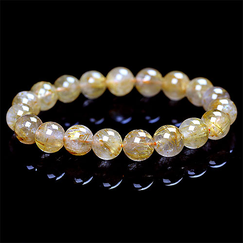 〔K1749-8〕約10.3mm ブラジル産 ルチルクォーツ ブレスレット Rutilated Quartz 金針水晶