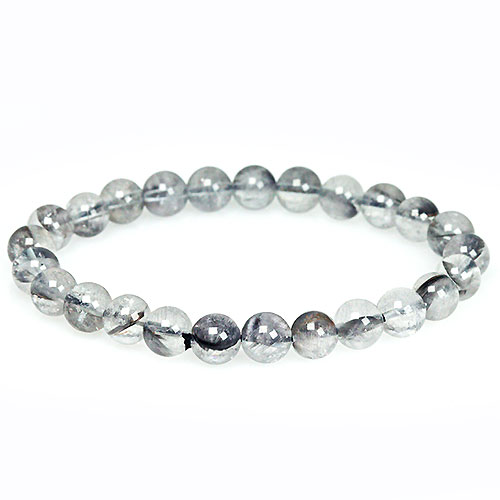 〔K1790-2〕約7mm 高品質 プラチナルチルクォーツ ブレスレット Platina rutilequartz