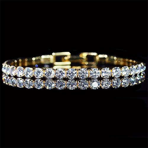 〔K1799-2〕高品質 モアサナイト sv925 テニスブレスレット ゴールドカラー moissanite【ランダム発送】