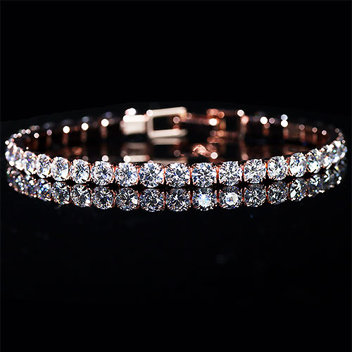 〔K1799-3〕高品質 モアサナイト sv925 テニスブレスレット ピンクゴールドカラー moissanite【ランダム発送】