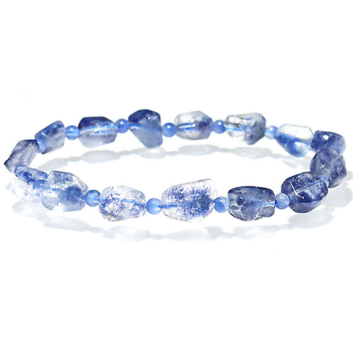 〔K1805-3〕デュモルチェライトインクォーツ Dumortierite ブレスレット【ランダム発送】