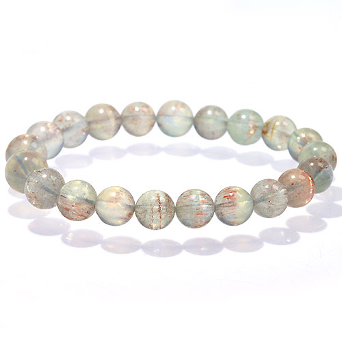 〔K1811-1〕高品質 約9.7mm アクアマリンサンストーン aquamarine beryl 藍柱石 ブレスレット