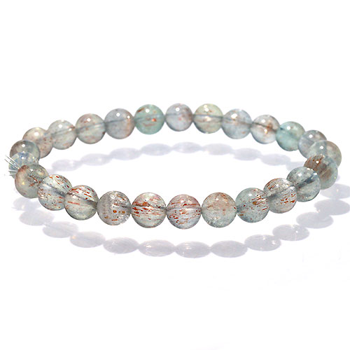 〔K1811-2〕高品質 約7.7mm アクアマリンサンストーン aquamarine beryl 藍柱石 ブレスレット