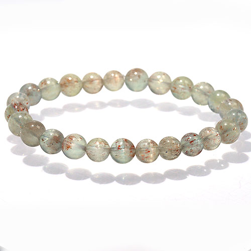 〔K1811-3〕高品質 約7.7mm アクアマリンサンストーン aquamarine beryl 藍柱石 ブレスレット