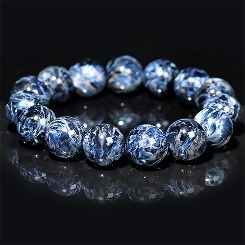 〔K1821-1〕約14mm ブルーピーターサイト ブレスレット ナミビア産 Blue Pietersite 角閃石