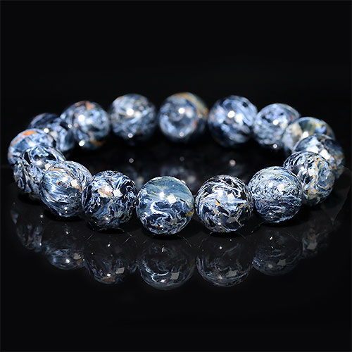 〔K1821-2〕約13.7mm ブルーピーターサイト ブレスレット ナミビア産 Blue Pietersite 角閃石