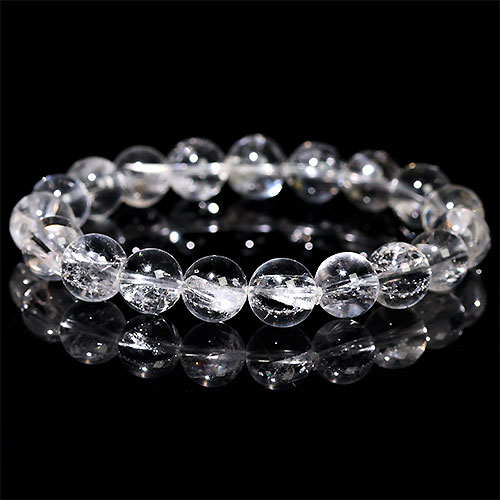 〔K1823-3〕約10mm クォーツインクォーツ 貫入水晶 ブレスレット Quartz in quartz