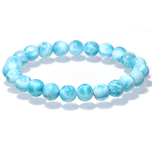 〔K1824-1〕約8mm 高品質 ラリマー ブルーペクトライト ブレスレット Larimar ドミニカ産 ソーダ珪灰石