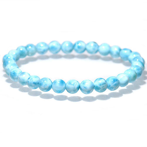 〔K1824-2〕約7mm 高品質 ラリマー ブルーペクトライト ブレスレット Larimar ドミニカ産 ソーダ珪灰石