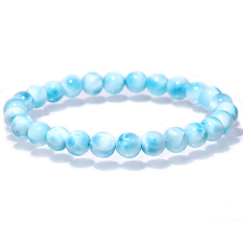 〔K1824-4〕約7mm 高品質 ラリマー ブルーペクトライト ブレスレット Larimar ドミニカ産 ソーダ珪灰石