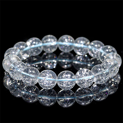 〔K1840〕約12mm クリアラックガラス ブレスレット ガラスビーズ クリアクリスタルガラス