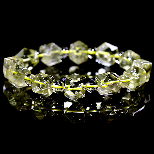 〔K1849-1〕高品質 約10mm リビアングラス 隕石 ブレスレット Libyan desert glass（クリストバライト）