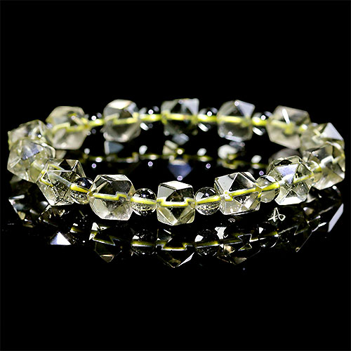 〔K1849-17〕高品質 約9mm リビアングラス 隕石 ブレスレット Libyan desert glass（クリストバライト）