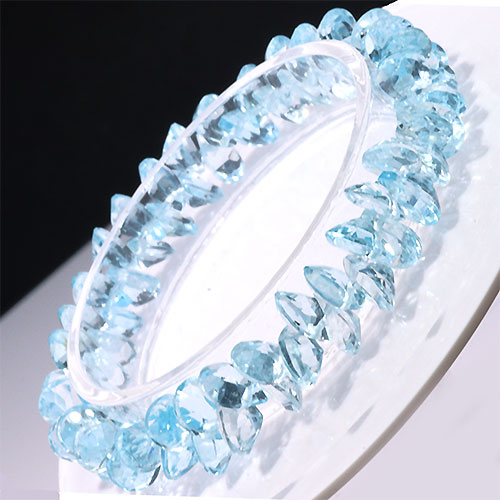 〔K1854-5〕高品質 宝石ルースカット トパーズ Topaz ペアシェイプカット 約8x6mm ブレスレット