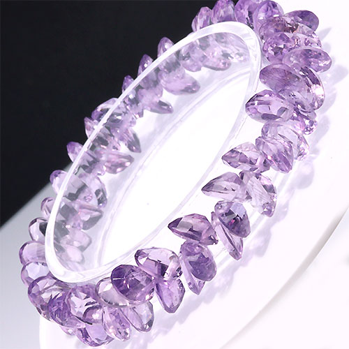 〔K1854-6〕高品質 宝石ルースカット アメジスト Amethyst ペアシェイプカット 約8x6mm ブレスレット