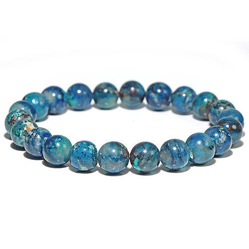 〔K1883-10〕約9mm アズライト シャッタカイト Azurite Shattuckite 藍銅鉱 ブレスレット