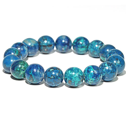 〔K1883-20〕約13mm アズライト シャッタカイト Azurite Shattuckite 藍銅鉱 ブレスレット