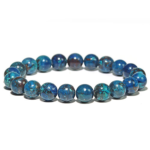 〔K1883-9〕約9mm アズライト シャッタカイト Azurite Shattuckite 藍銅鉱 ブレスレット